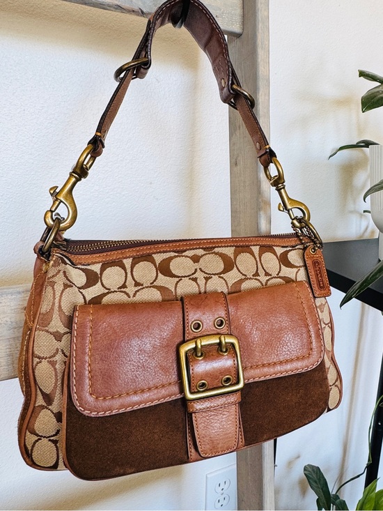 Coach Handbags - 👜 Coach Special Edition Fall 2004 Signature Jacquard Suede Leather Shoulder Bag